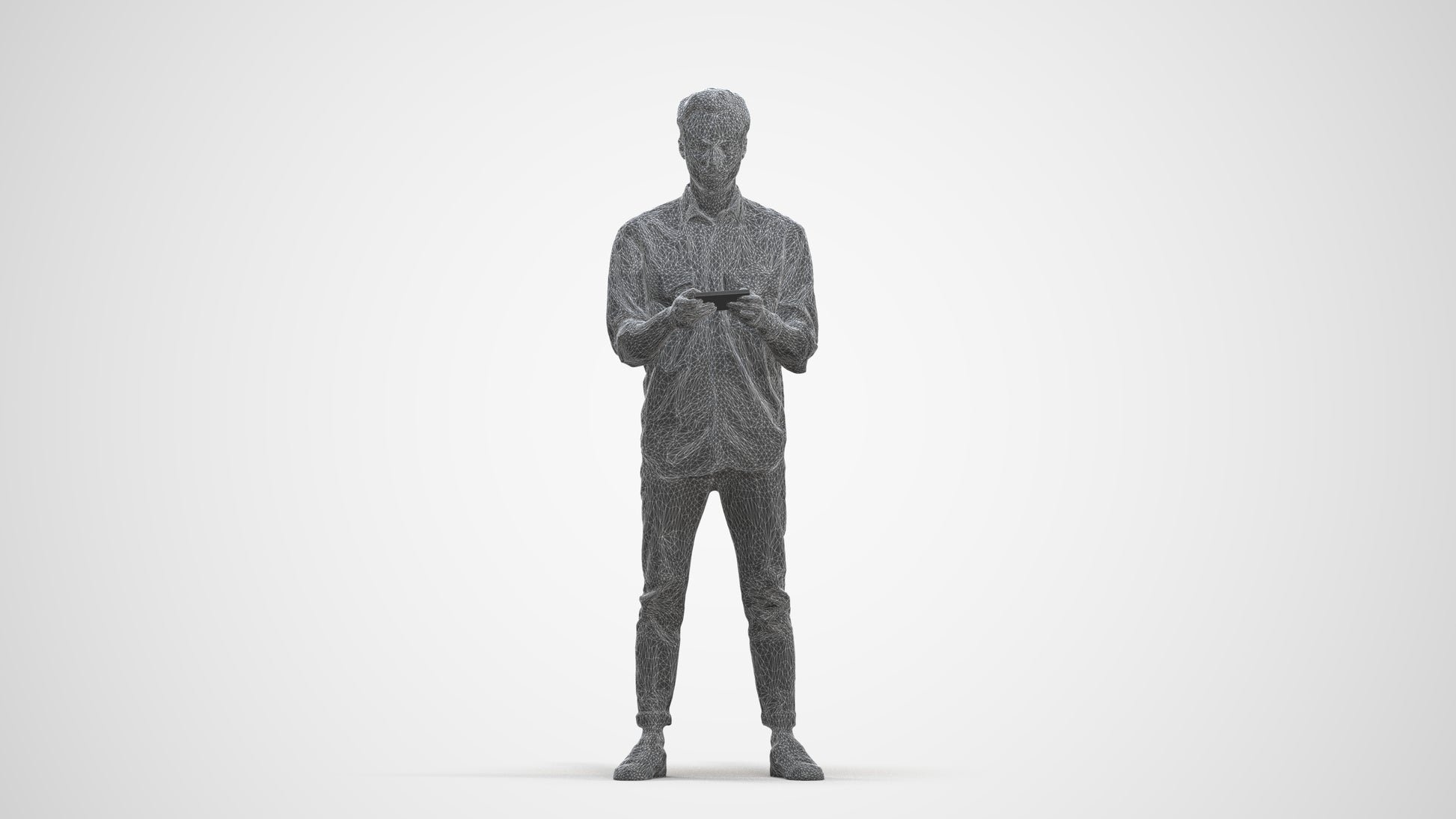 3D people model man casual standing, scanned human for 3ds Max rendering, three-quarter front view render