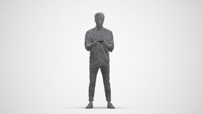 3D people model man casual standing, scanned human for 3ds Max rendering, three-quarter front view render