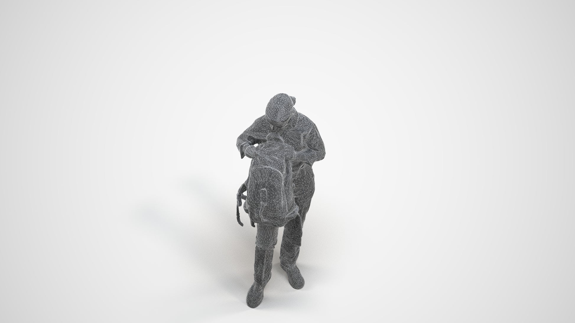 realistic 3D human girl kids, archviz people FBX OBJ for Blender, wireframe three-quarter view