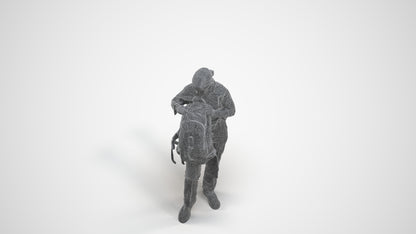 realistic 3D human girl kids, archviz people FBX OBJ for Blender, wireframe three-quarter view