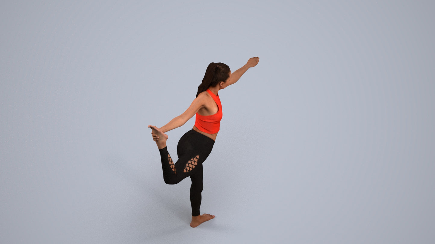 3D scanned woman sport, photorealistic archviz people for Enscape and SketchUp, back view render