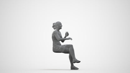 3D people model girl casual kids, scanned human for 3ds Max rendering, wireframe side view