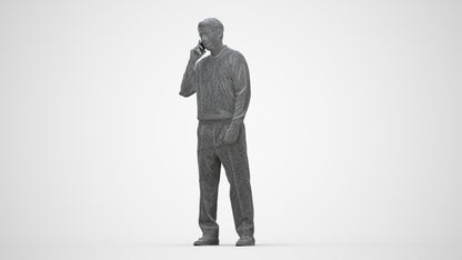 realistic 3D people man casual standing, render-ready for V-Ray and Corona, FBX OBJ, wireframe back view