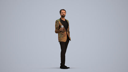 3D people model man formal formalaffairs, scanned human for 3ds Max rendering, standing pose render