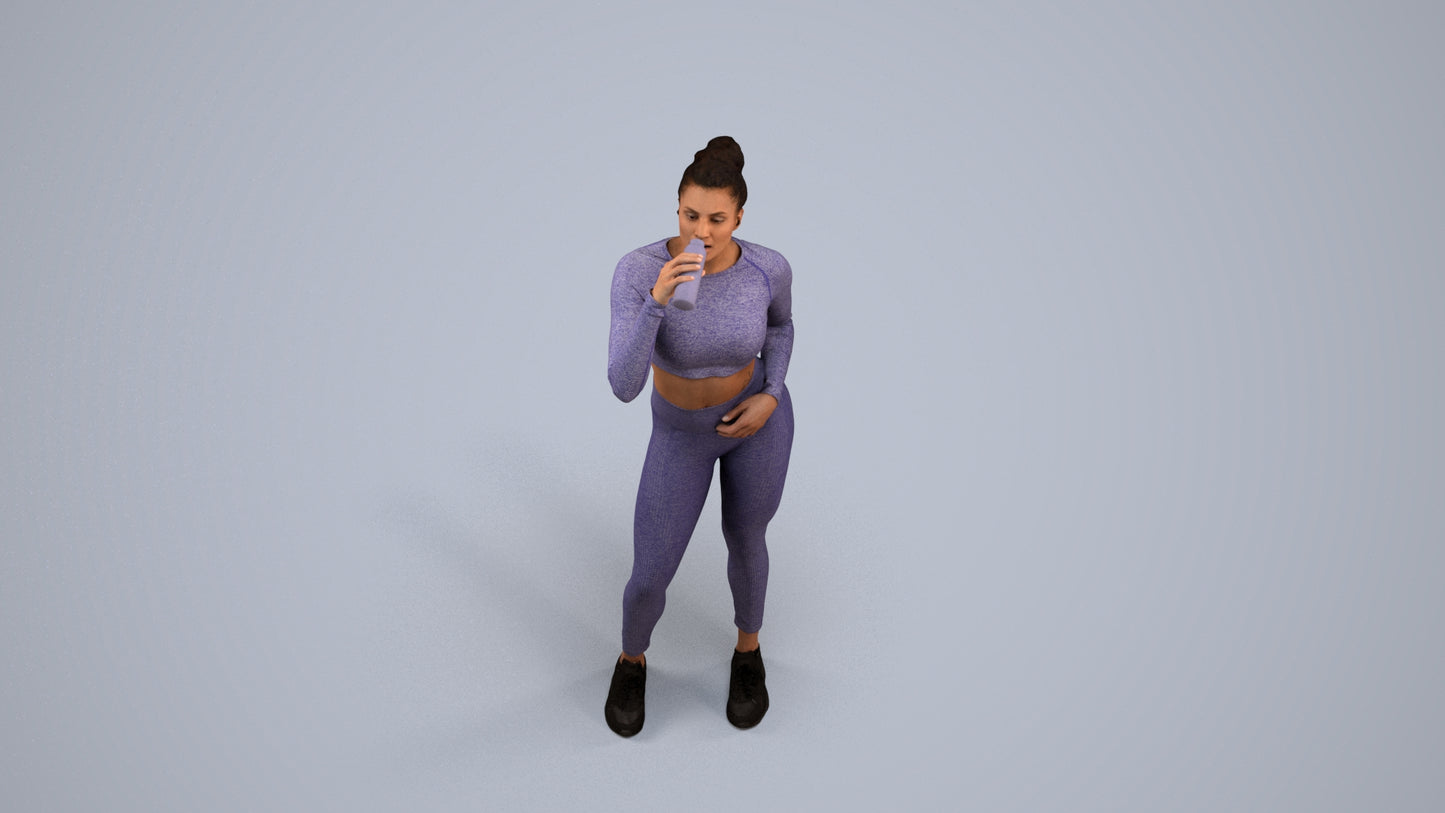 realistic 3D woman sport, scanned archviz people for Blender and 3ds Max, back view render