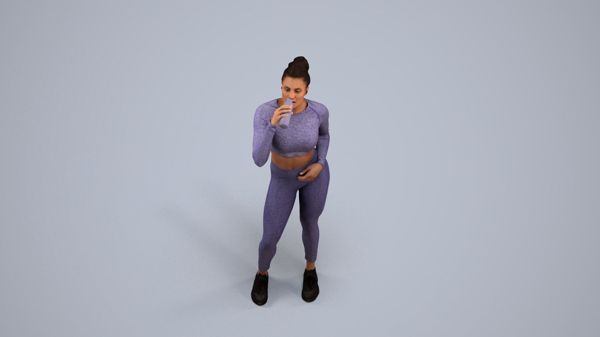 realistic 3D woman sport, scanned archviz people for Blender and 3ds Max, back view render