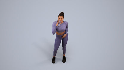 realistic 3D woman sport, scanned archviz people for Blender and 3ds Max, back view render