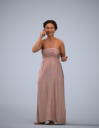 realistic 3D woman casual standing, scanned archviz people for Blender and 3ds Max