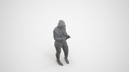 scanned 3D woman business standing, photogrammetry people for Enscape and V-Ray, wireframe three-quarter view