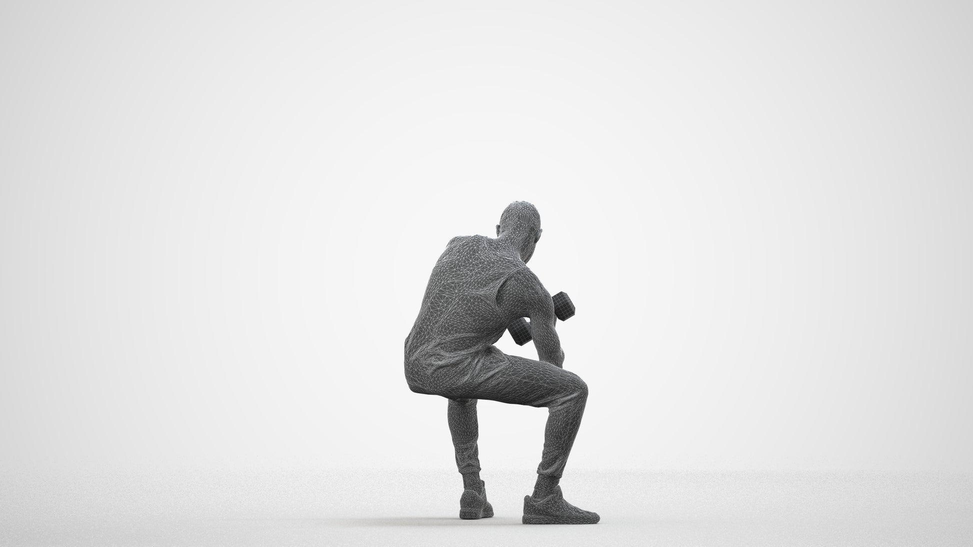 realistic 3D human man casual sport, archviz people FBX OBJ for Blender, wireframe side view
