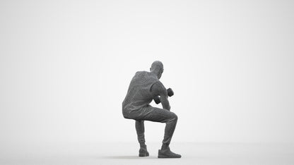 realistic 3D human man casual sport, archviz people FBX OBJ for Blender, wireframe side view