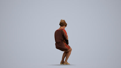 3D scanned woman sitting casual, photorealistic archviz people for Enscape and SketchUp, front view render