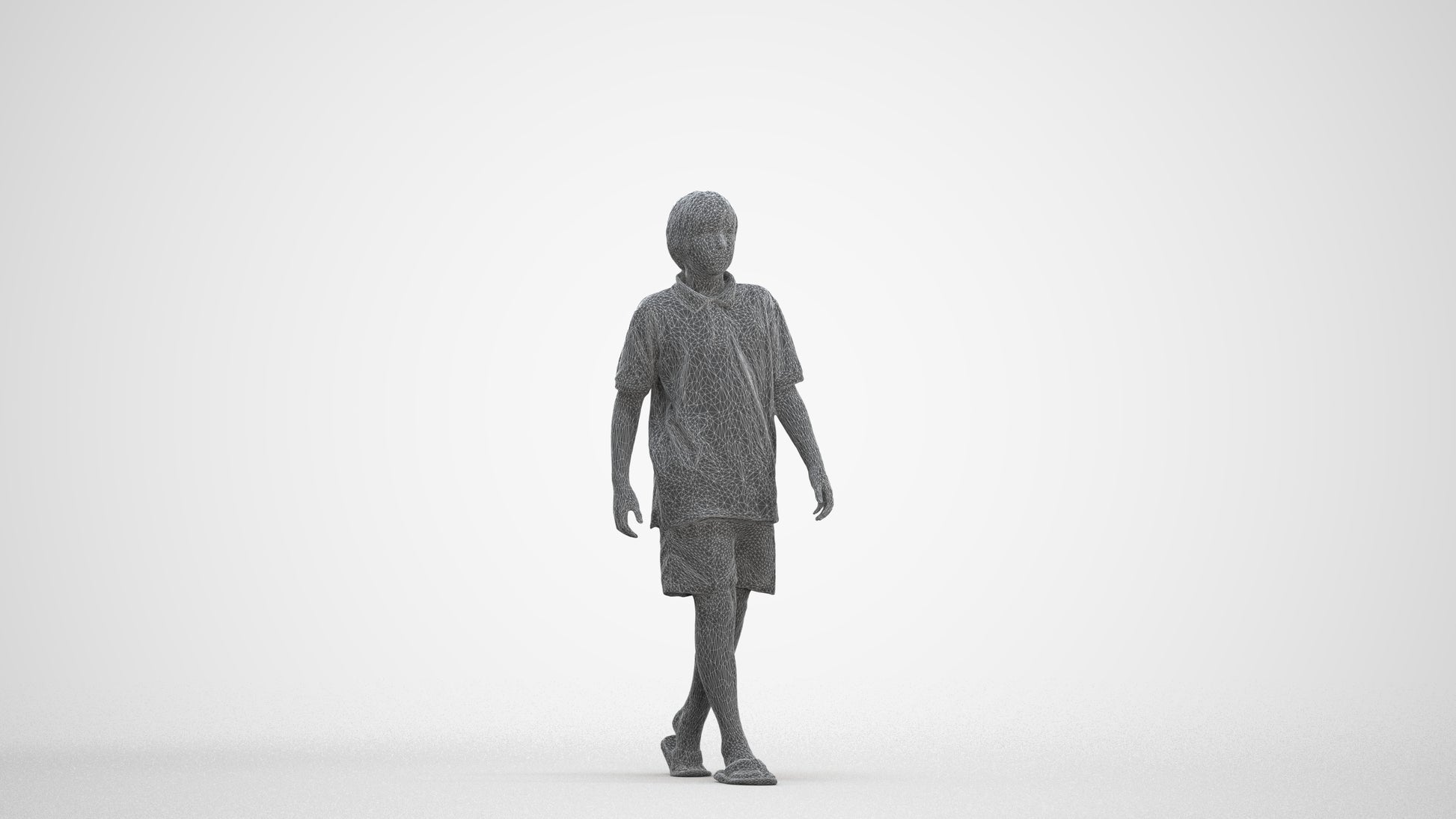 3D scanned boy kids, photorealistic archviz people for Enscape and SketchUp, three-quarter front view render