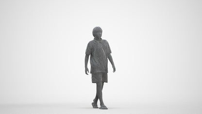 3D scanned boy kids, photorealistic archviz people for Enscape and SketchUp, three-quarter front view render