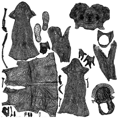 scanned 3D woman casual walking, photogrammetry people for Enscape and V-Ray, wireframe top-down view