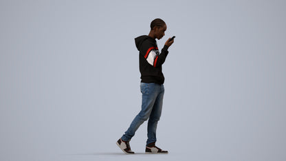 3D people model boy casual kids, scanned human for 3ds Max rendering, side view render