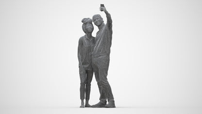 scanned 3D woman casual standing, photogrammetry people for Enscape and V-Ray, wireframe back view