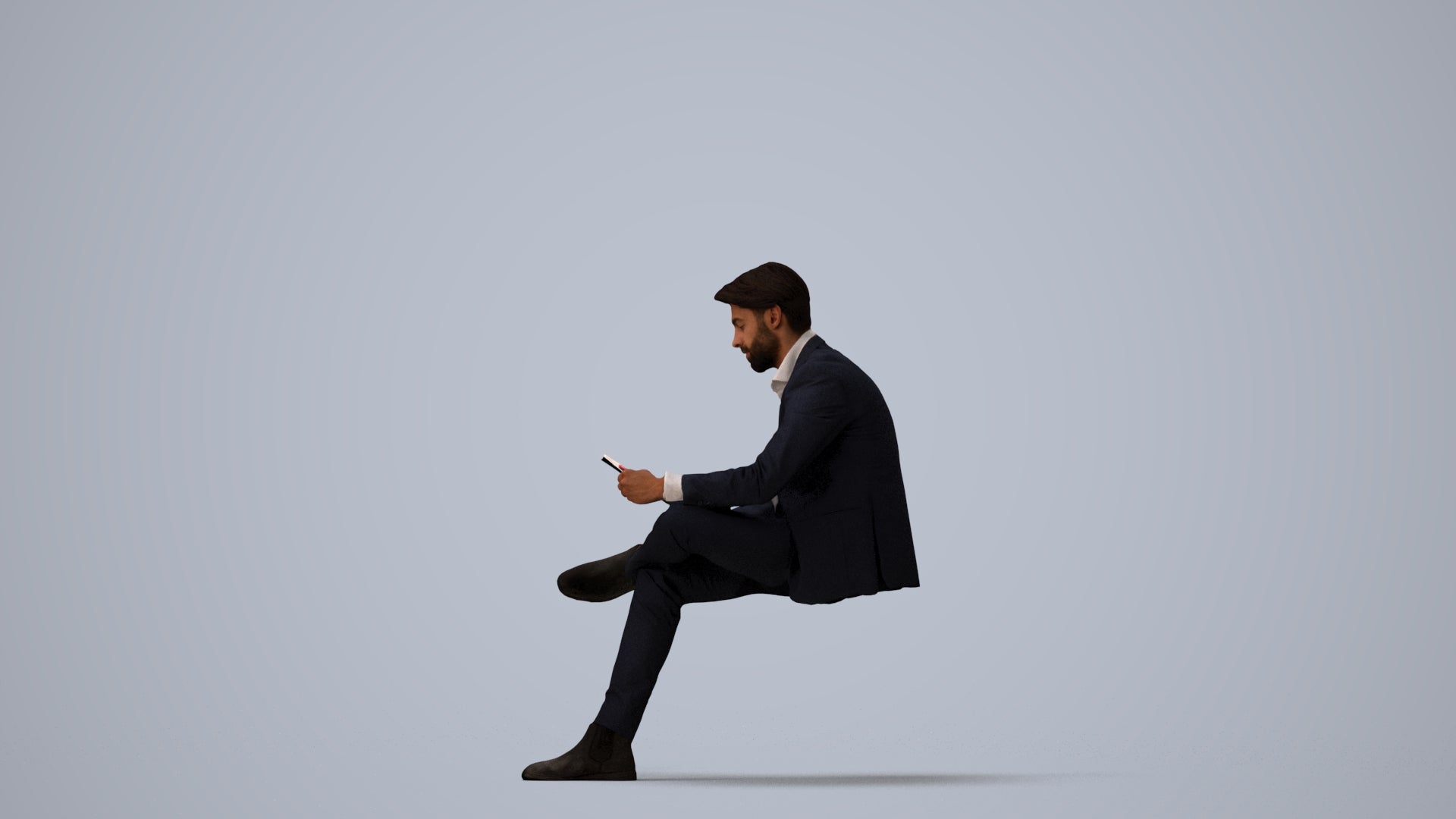 3D people model man business, scanned human for 3ds Max rendering, three-quarter view render