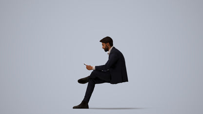 3D people model man business, scanned human for 3ds Max rendering, three-quarter view render