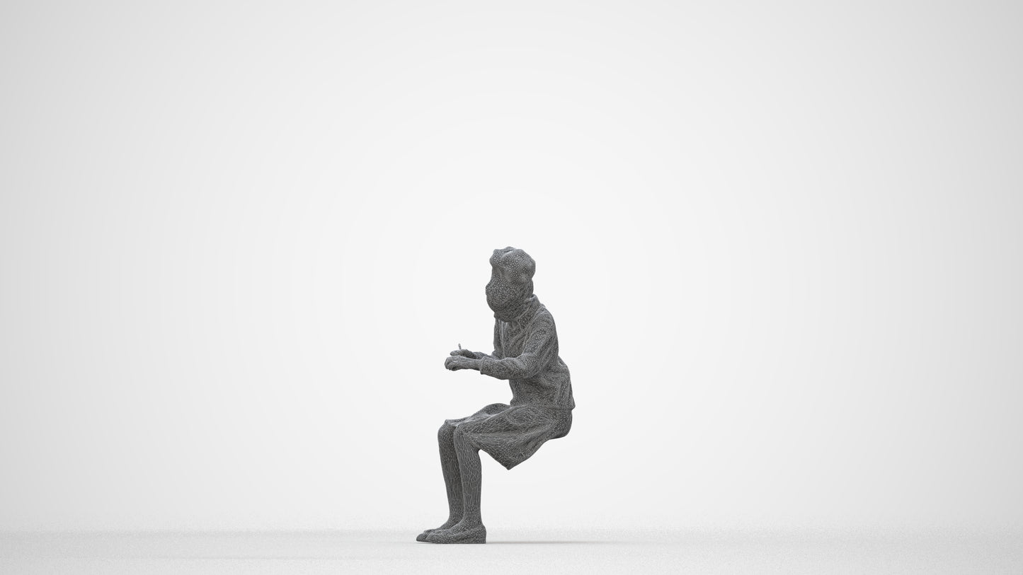 3D human model woman kids, photogrammetry scanned person for archviz, wireframe back view