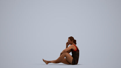 realistic 3D people woman sport pool, render-ready for V-Ray and Corona, FBX OBJ, standing pose render
