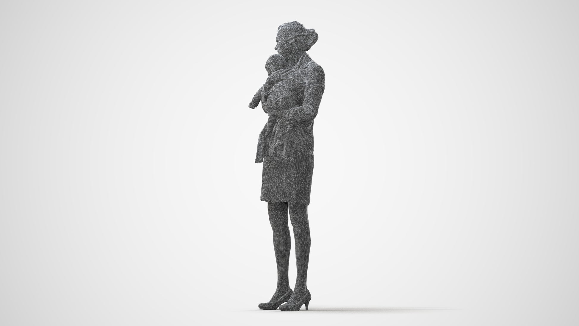 scanned 3D girl business kids, photogrammetry people for Enscape and V-Ray, square thumbnail