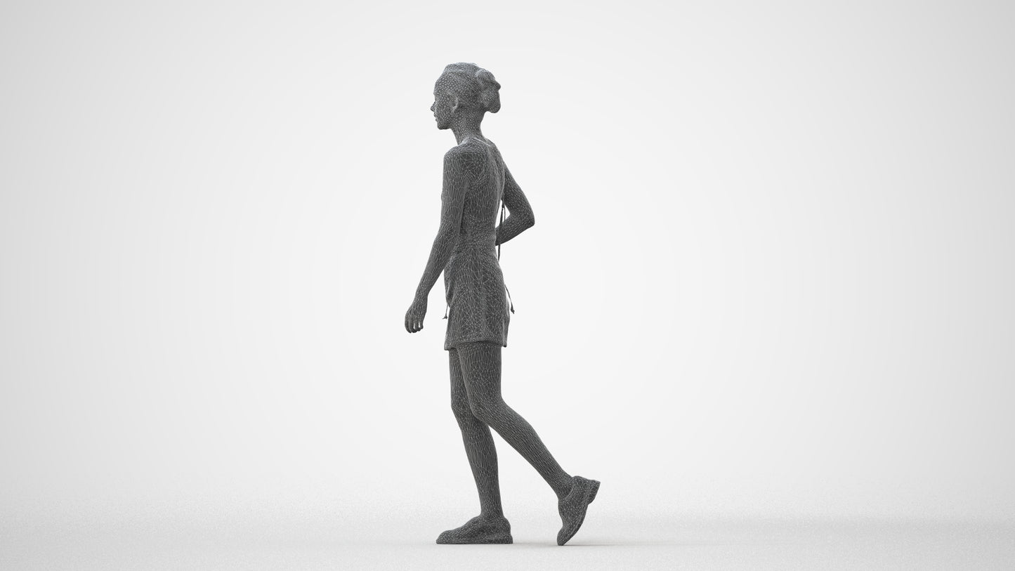 scanned 3D woman casual walking, photogrammetry people for Enscape and V-Ray, square thumbnail