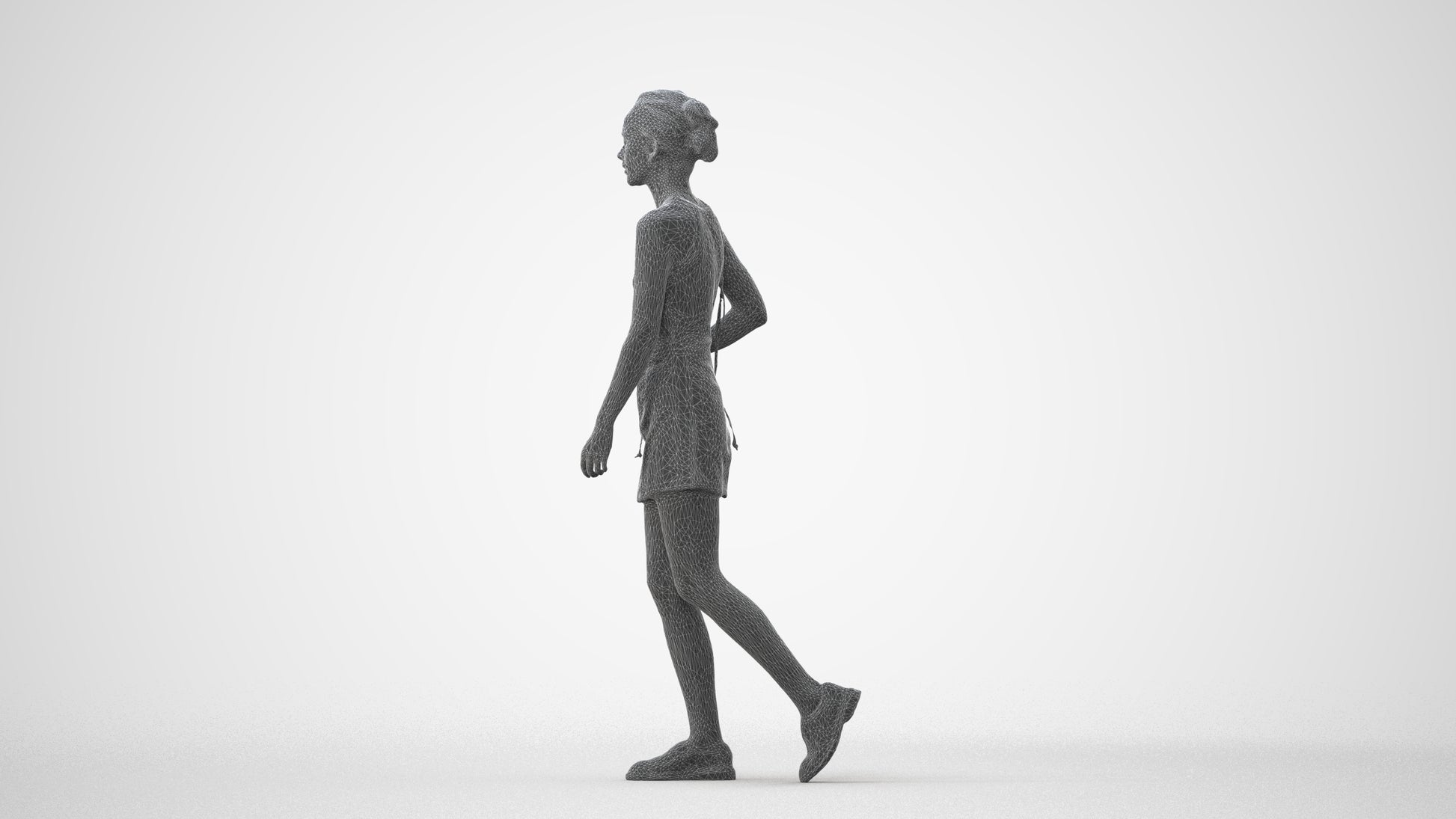 scanned 3D woman casual walking, photogrammetry people for Enscape and V-Ray, square thumbnail