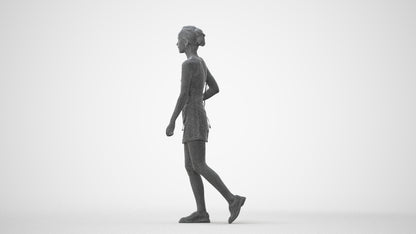 scanned 3D woman casual walking, photogrammetry people for Enscape and V-Ray, square thumbnail