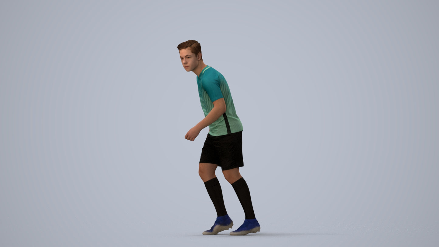 realistic 3D boy sport, scanned archviz people for Blender and 3ds Max, three-quarter view render
