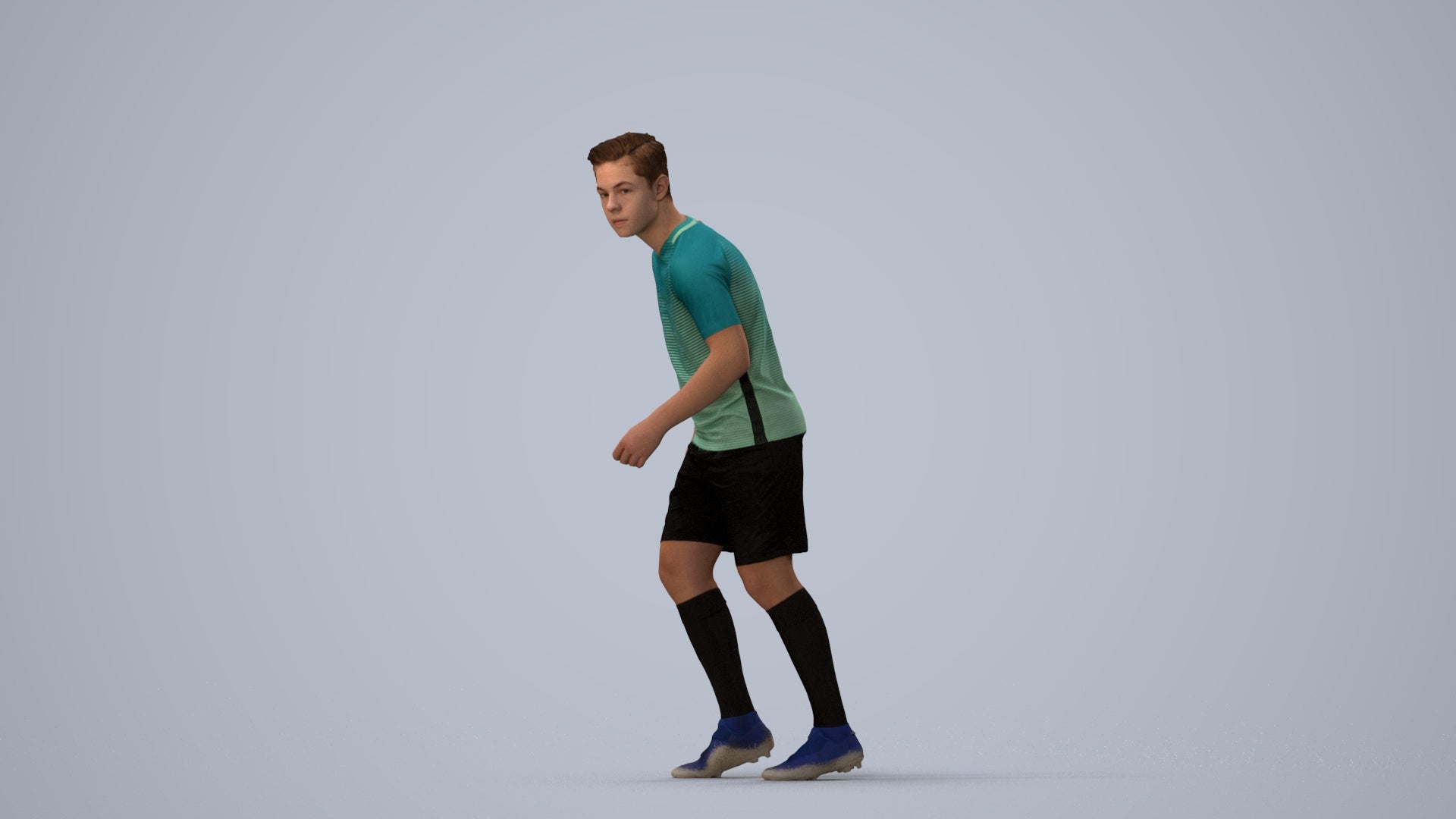 realistic 3D boy sport, scanned archviz people for Blender and 3ds Max, three-quarter view render