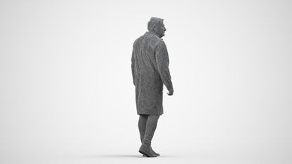 3D human model man medical, photogrammetry scanned person for archviz, wireframe side view