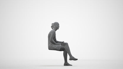 realistic 3D human girl casual kids, archviz people FBX OBJ for Blender, wireframe side view