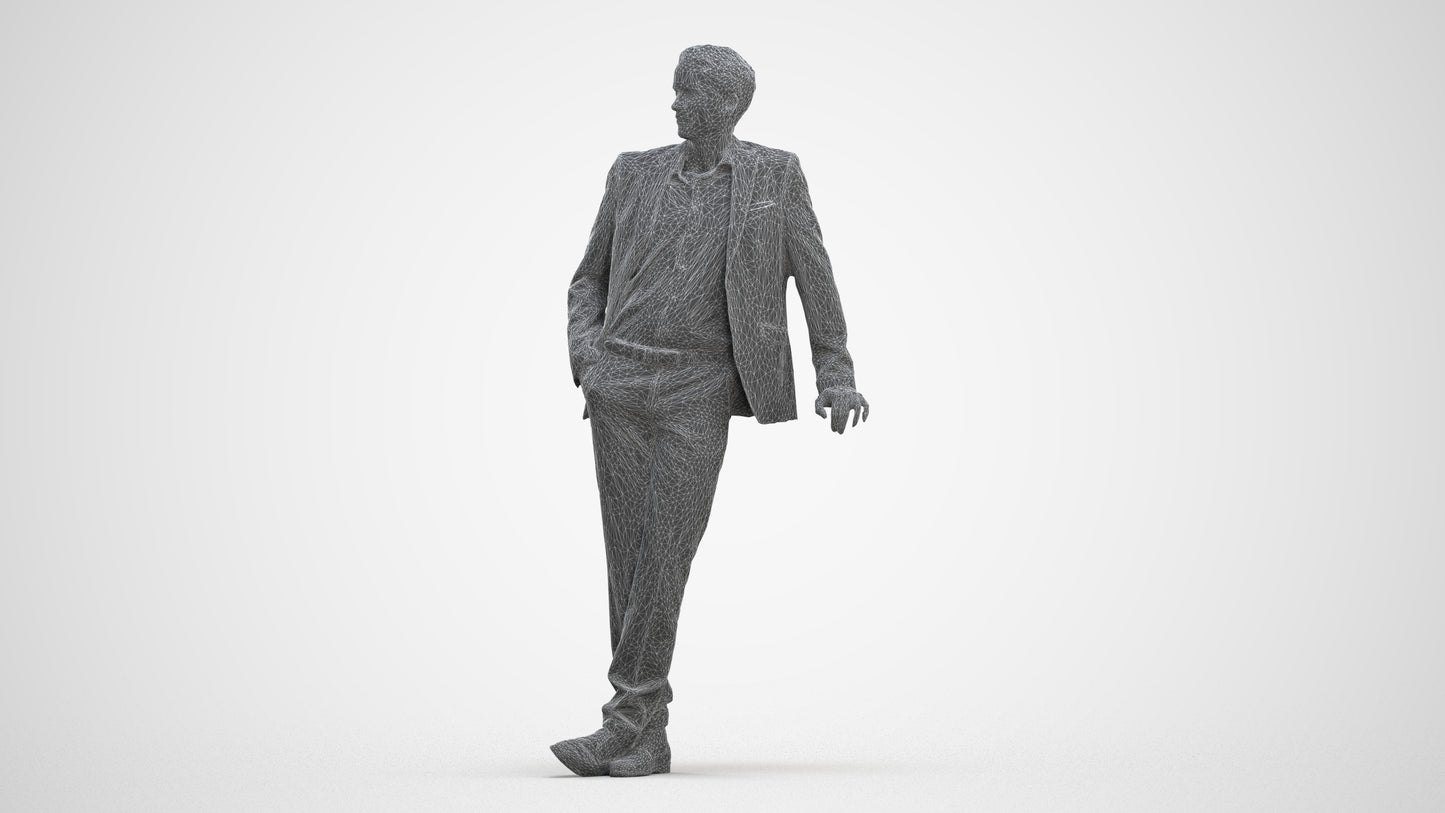 3D scanned man business, photorealistic archviz people for Enscape and SketchUp, three-quarter front view render