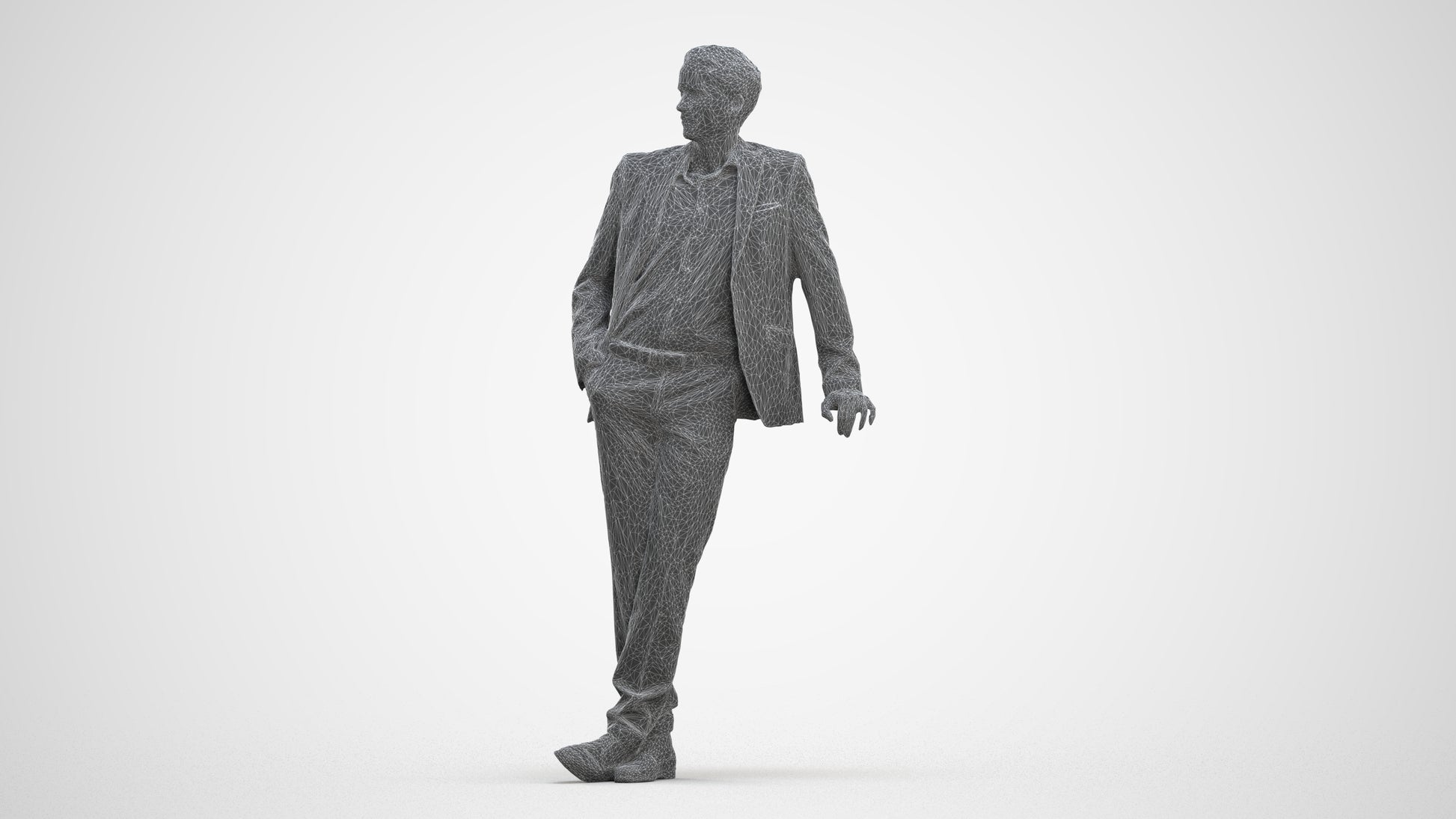 3D scanned man business, photorealistic archviz people for Enscape and SketchUp, three-quarter front view render