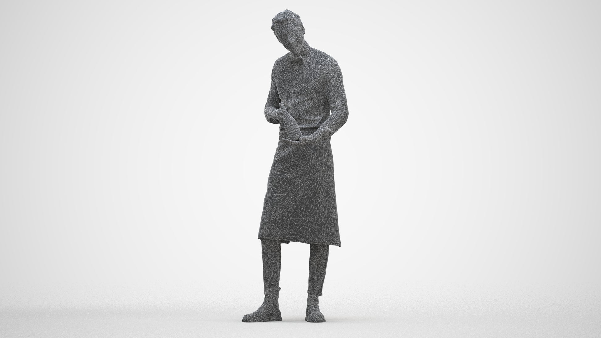 3D scanned man hospitality, photorealistic archviz people for Enscape and SketchUp, three-quarter front view render