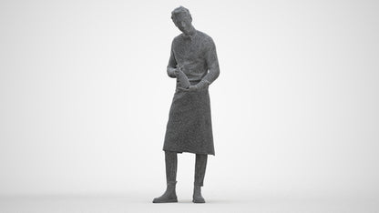 3D scanned man hospitality, photorealistic archviz people for Enscape and SketchUp, three-quarter front view render