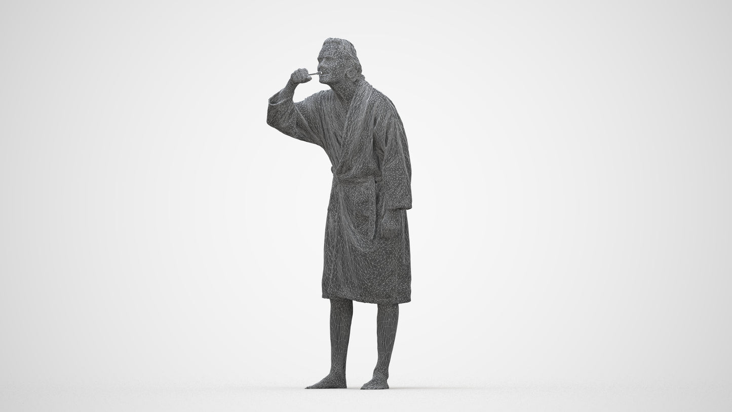 photogrammetry 3D man casual bathroom, realistic human model archviz FBX, wireframe back view