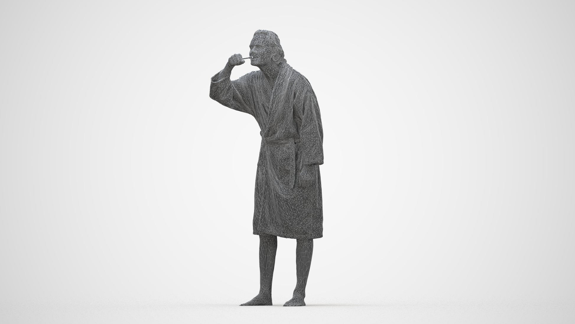 photogrammetry 3D man casual bathroom, realistic human model archviz FBX, wireframe back view