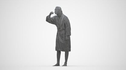 photogrammetry 3D man casual bathroom, realistic human model archviz FBX, wireframe back view