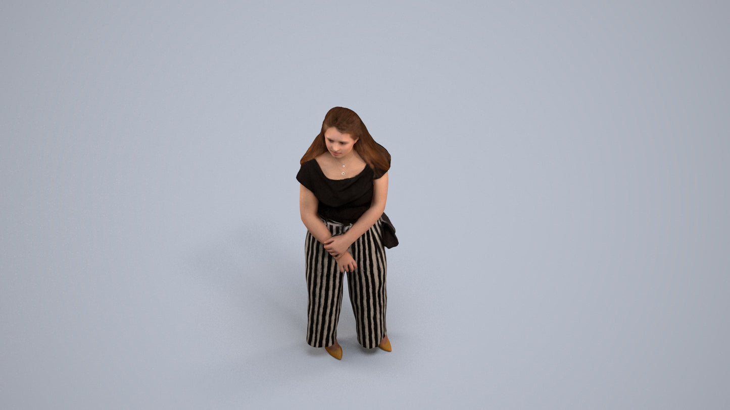 realistic 3D people woman casual standing, render-ready for V-Ray and Corona, FBX OBJ, back view render
