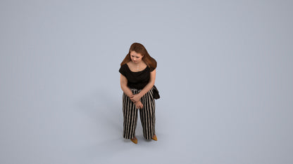 realistic 3D people woman casual standing, render-ready for V-Ray and Corona, FBX OBJ, back view render