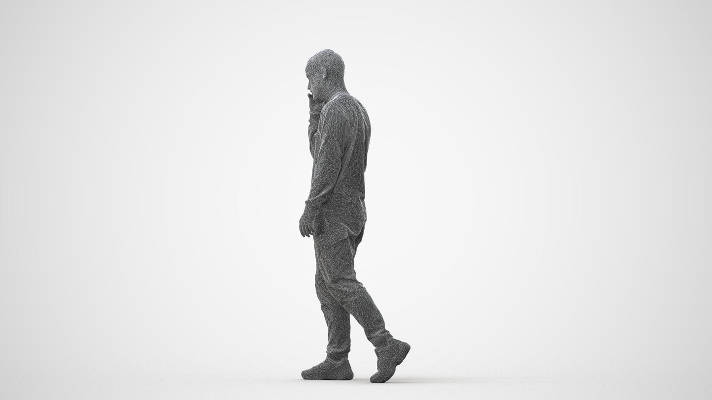 3D scanned man walking casual, photorealistic archviz people for Enscape and SketchUp, square thumbnail