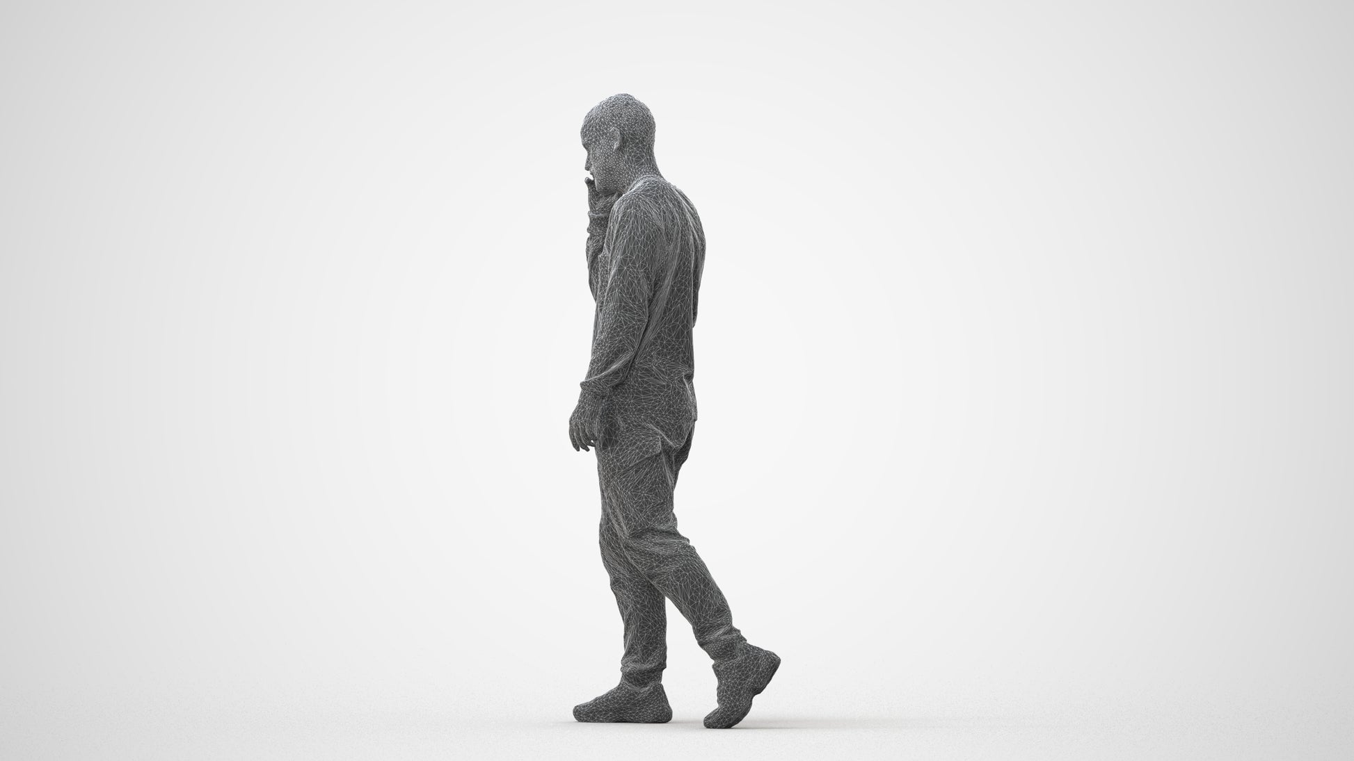 3D scanned man walking casual, photorealistic archviz people for Enscape and SketchUp, square thumbnail
