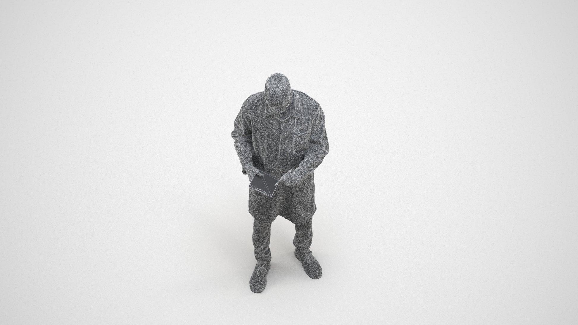 photogrammetry 3D man medical, realistic human model archviz FBX, wireframe three-quarter view
