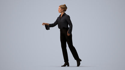 scanned 3D woman business door, photogrammetry people for Enscape and V-Ray, three-quarter view render