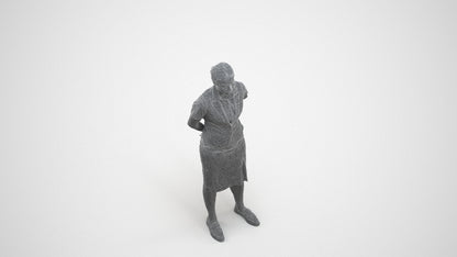 realistic 3D people woman hospitality, render-ready for V-Ray and Corona, FBX OBJ, wireframe three-quarter view