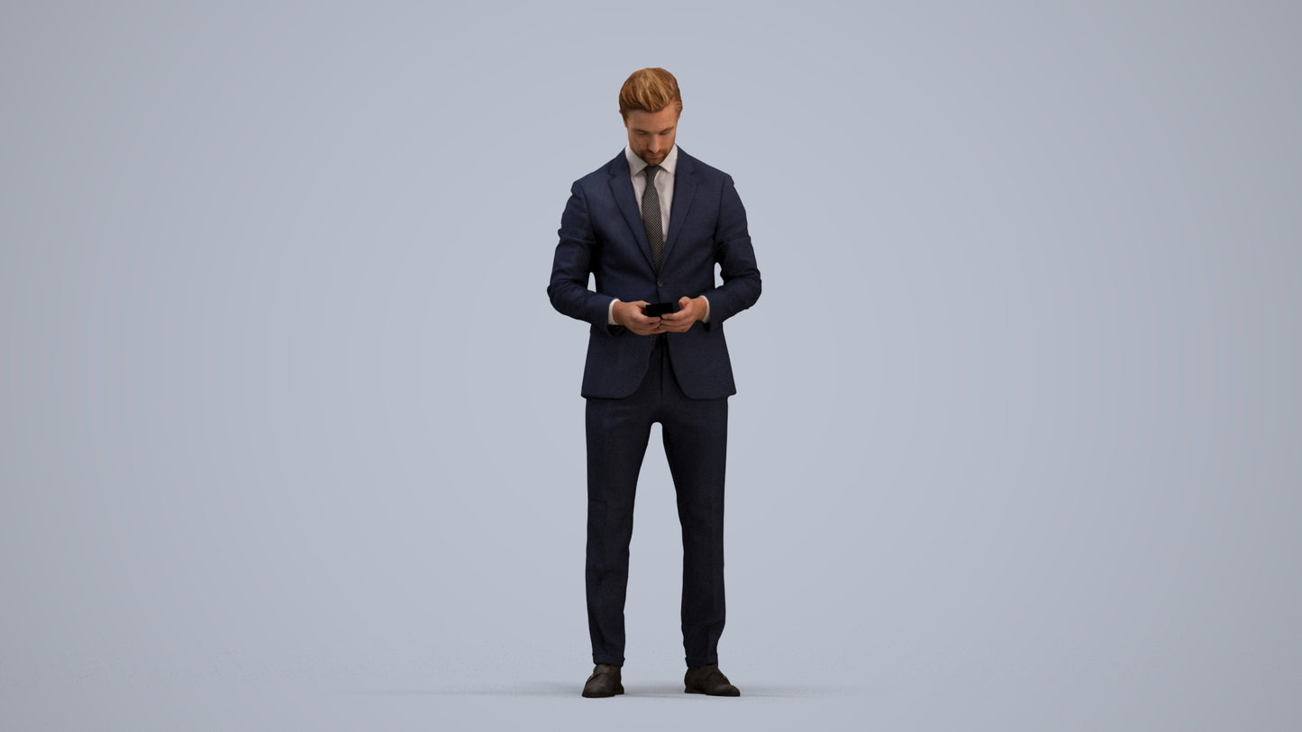 scanned 3D man business, photogrammetry people for Enscape and V-Ray, standing pose render