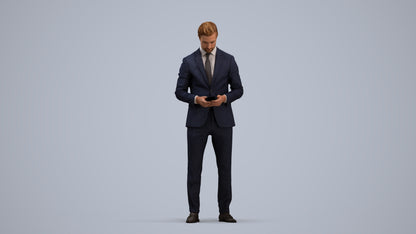 scanned 3D man business, photogrammetry people for Enscape and V-Ray, standing pose render