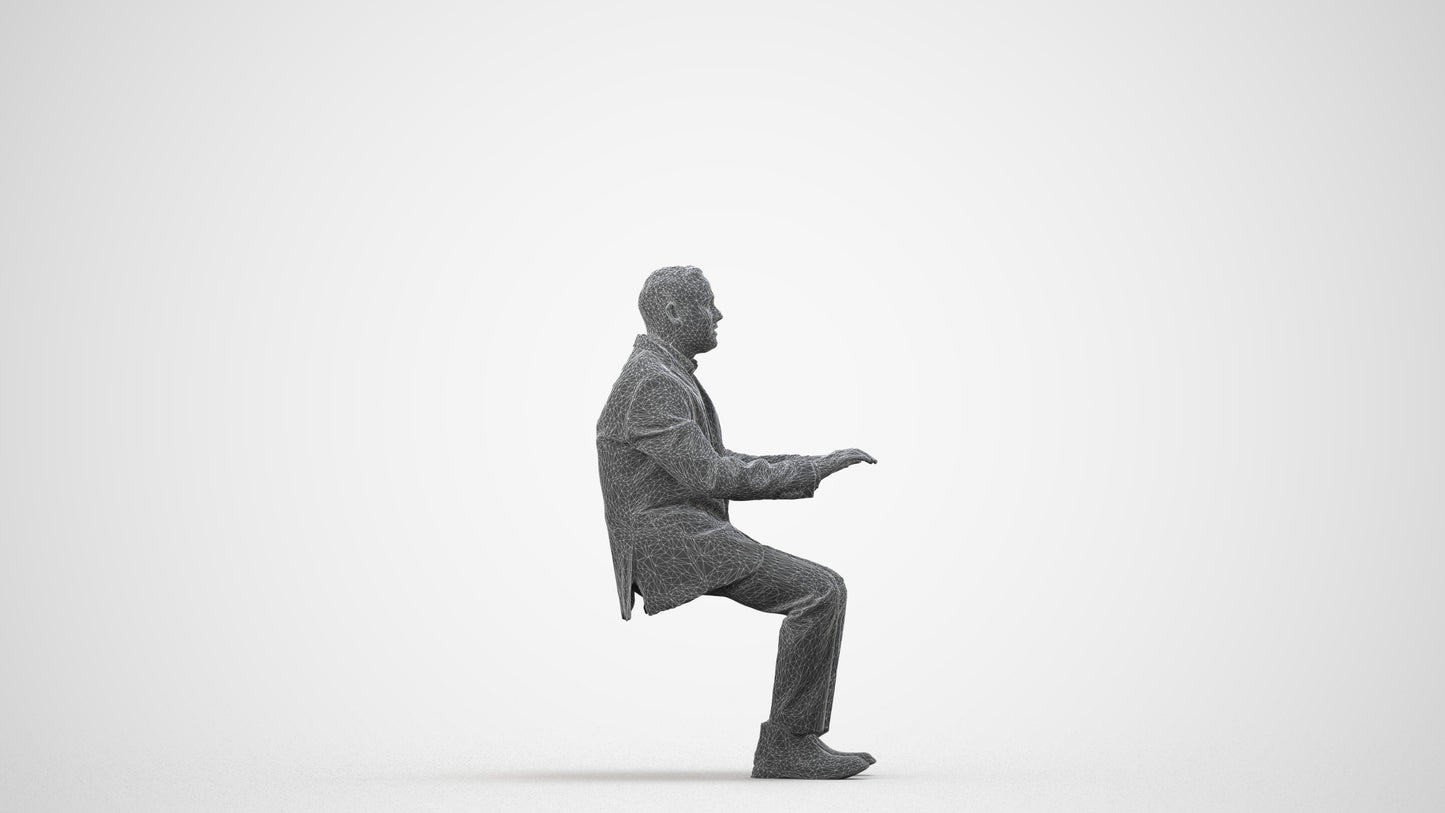 realistic 3D people man business, render-ready for V-Ray and Corona, FBX OBJ, wireframe side view